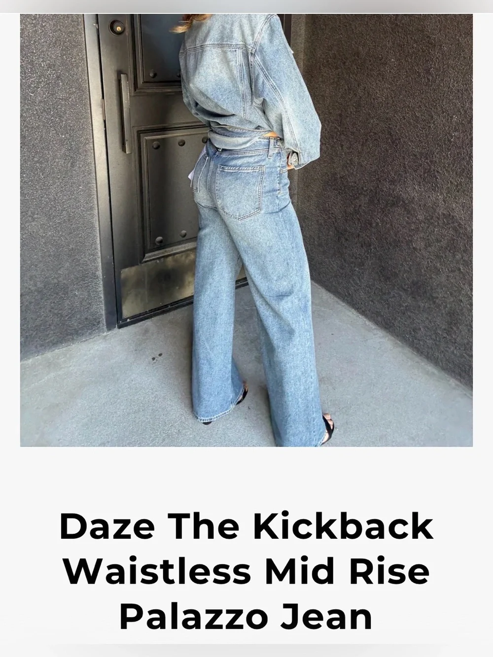 NWT🔖 DAZE Denim Kickback Waistless Palazzo Jeans 24 Wide Leg Indigo - Picture 3 of 16